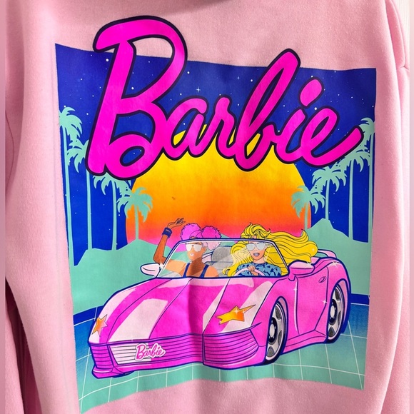 Barbie Neon Retro Oversized Hooded Zip Up Sweatshirt - Size Large - Picture 2 of 10